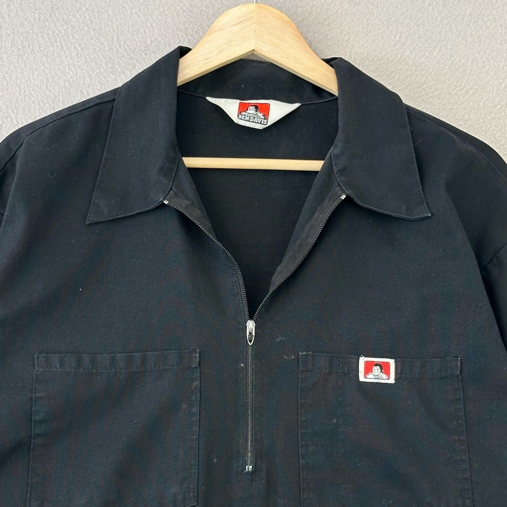 Vintage Ben Davis 1/2 Zip Work Shirt Mens XL Black Long Sleeve Canvas Pullover